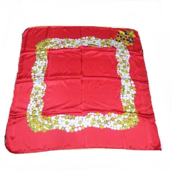 Chanel Red Silk scarf - Picture 1 of 9